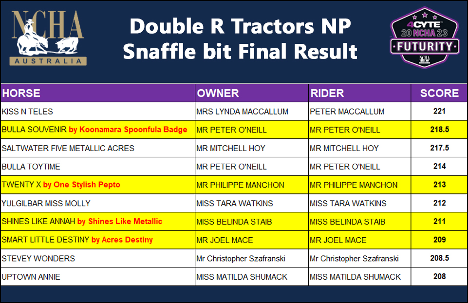 2023 NCHA Futurity Results Select Sires